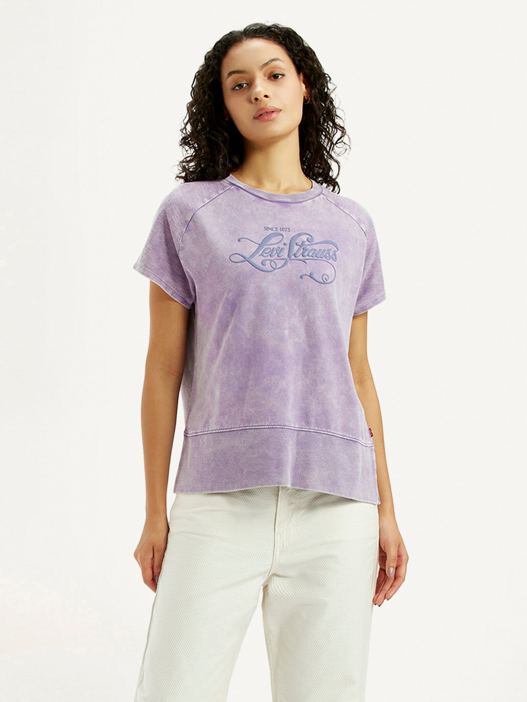 Women's Brand Logo Purple Relaxed Fit T-shirt - Styleshot View