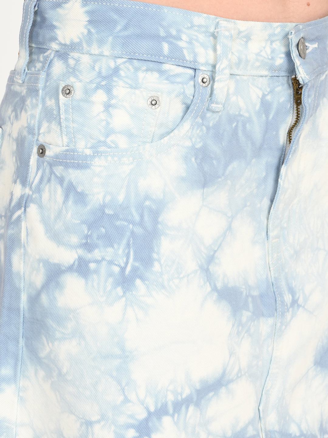 Women's Mid Rise Light Blue Regular Fit Skirt - detail View