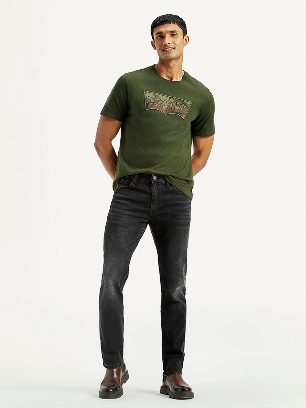 Men's 511 Black Slim Fit Mid Rise Jeans - Styleshot View