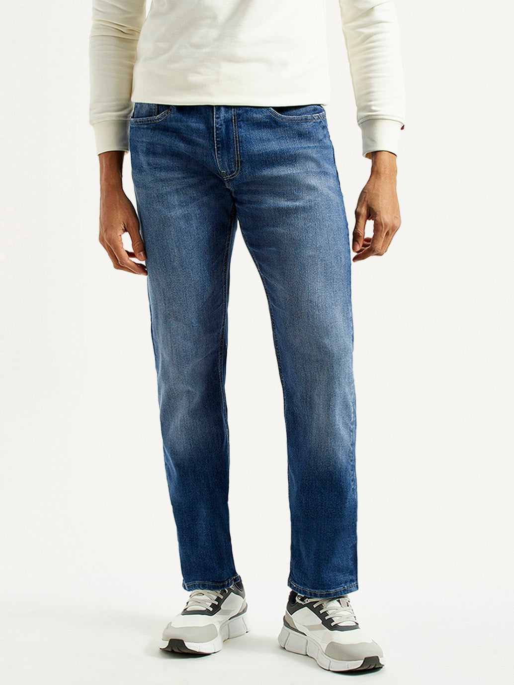 Men's 513 Blue Slim Straight Fit Mid Rise Jeans - Front View