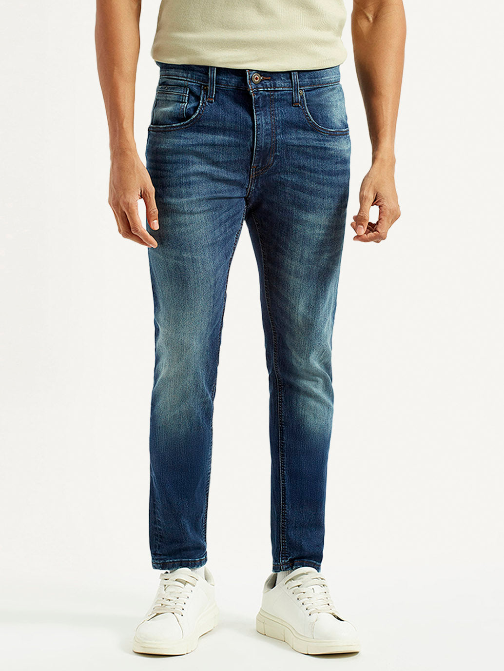 Men's 512 Blue Slim Tapered Fit Mid Rise Jeans - Front View