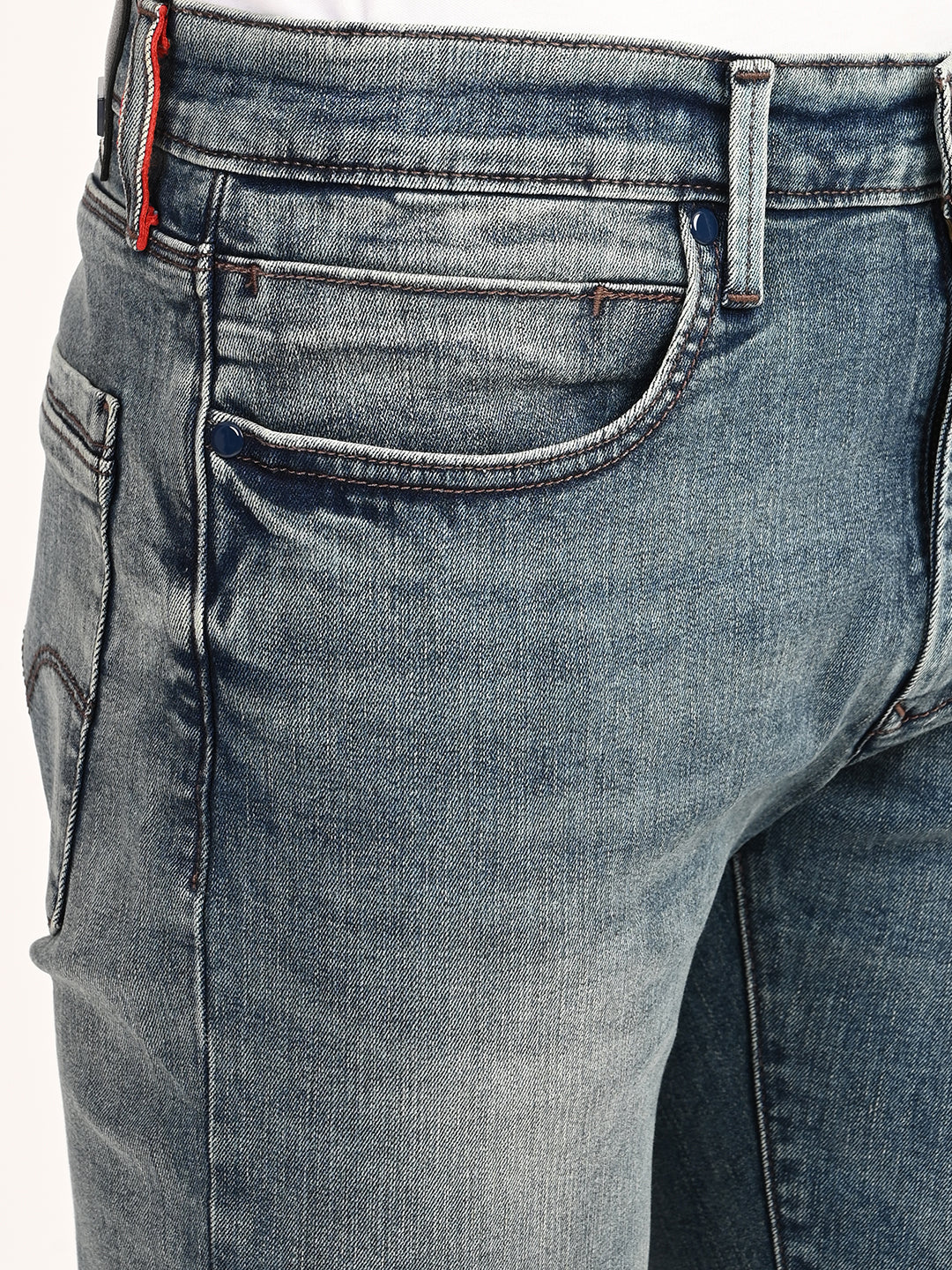 Men's 527 Blue Slim Bootcut Fit Mid Rise Jeans - detail View