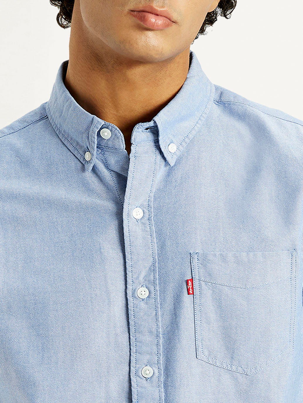 Men's Solid Slim Fit Oxford Shirt - Detail View