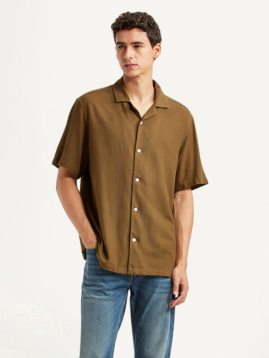 Men's Solid Relaxed Fit Camp Shirt