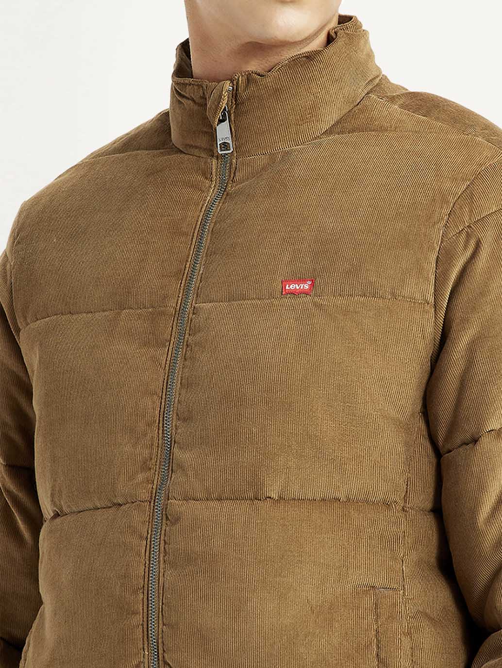 Men's Quilted Slim Fit Puffer Jacket - Detail View