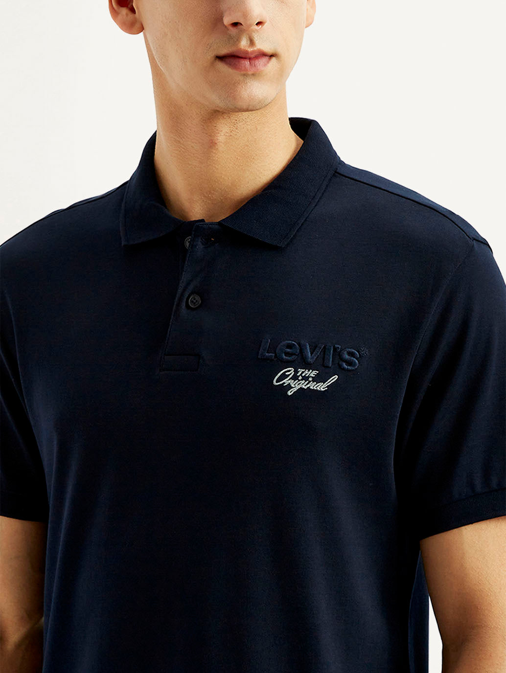Men's Solid Slim Fit Polo T-shirt - Detail View