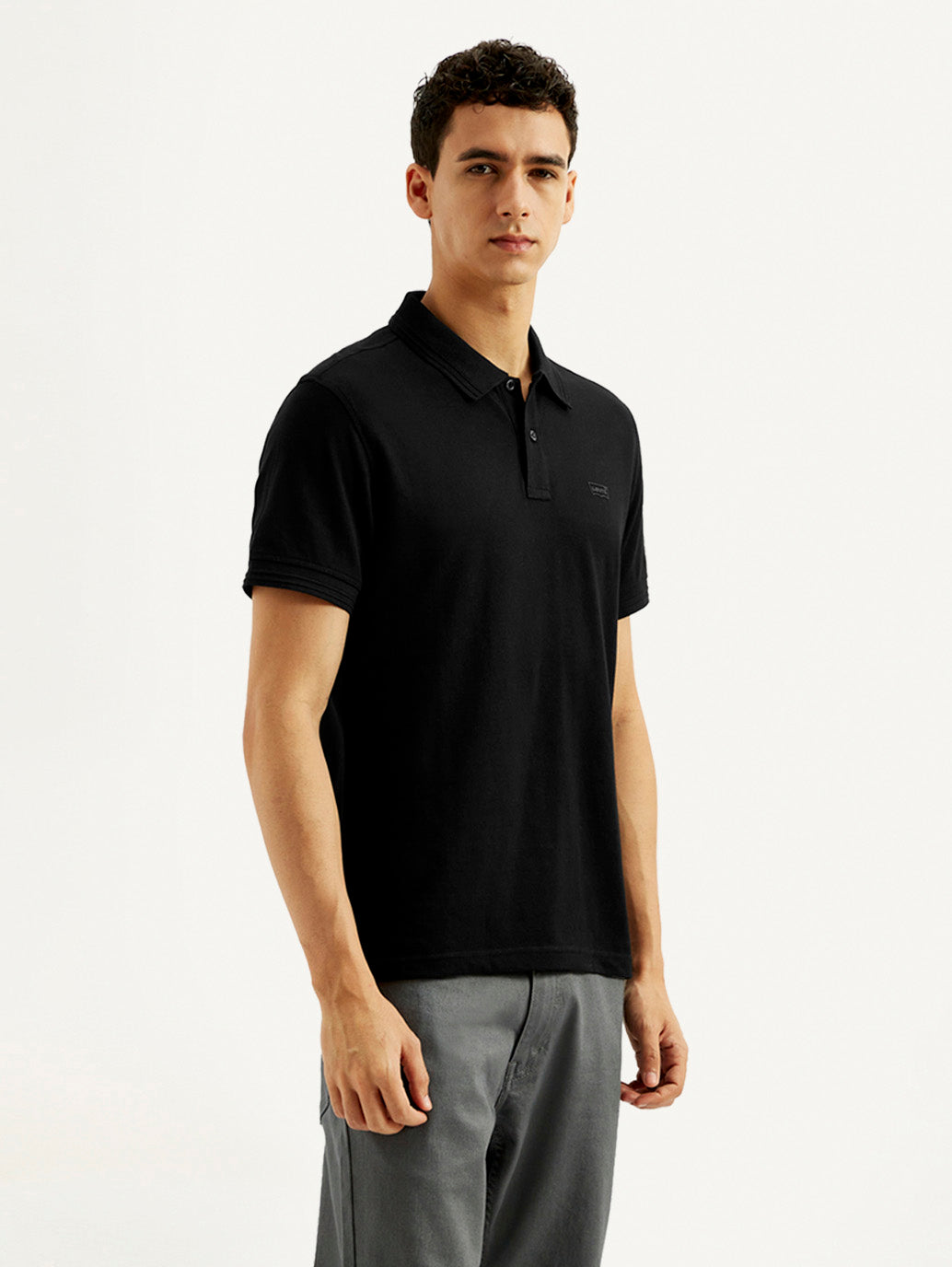 Men's Solid Slim Fit Polo T-shirt - Side View