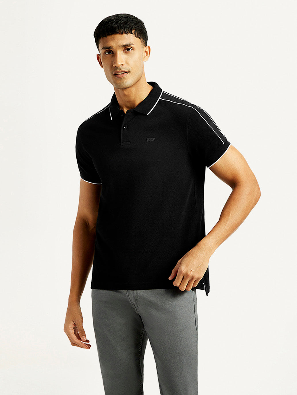 Men's Solid Slim Fit Polo T-shirt - Front View
