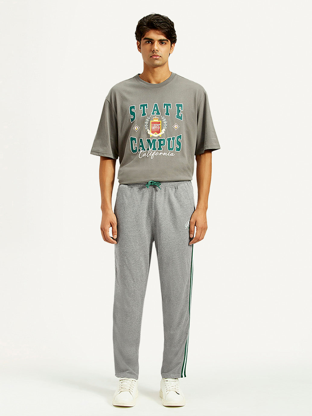 Men's Grey Relaxed Fit Track Pants - Front View
