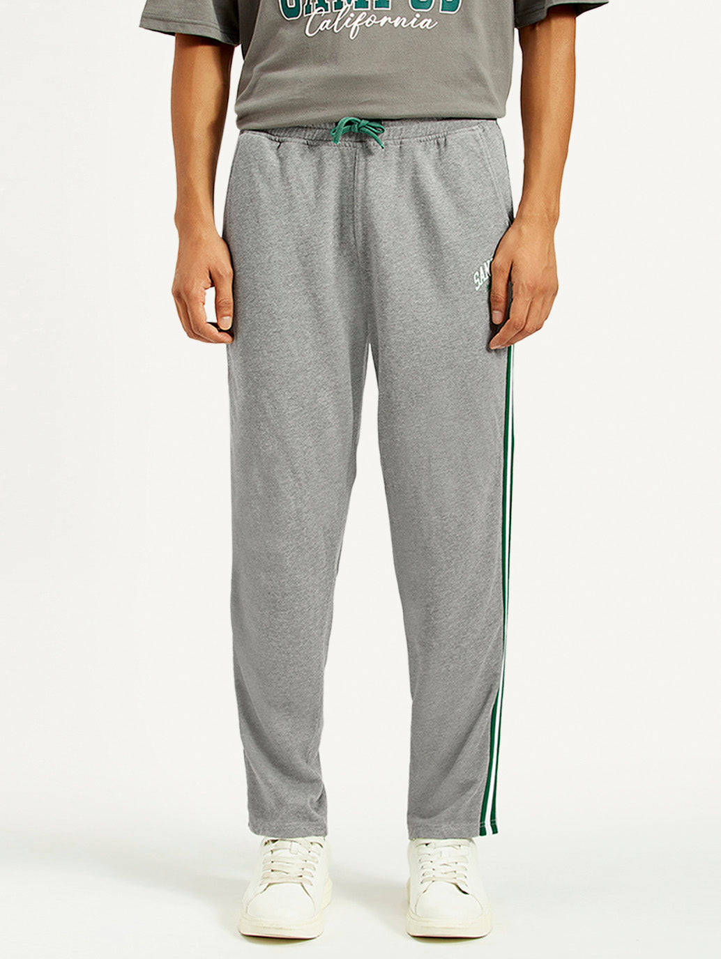 Men's Grey Relaxed Fit Track Pants - Front View