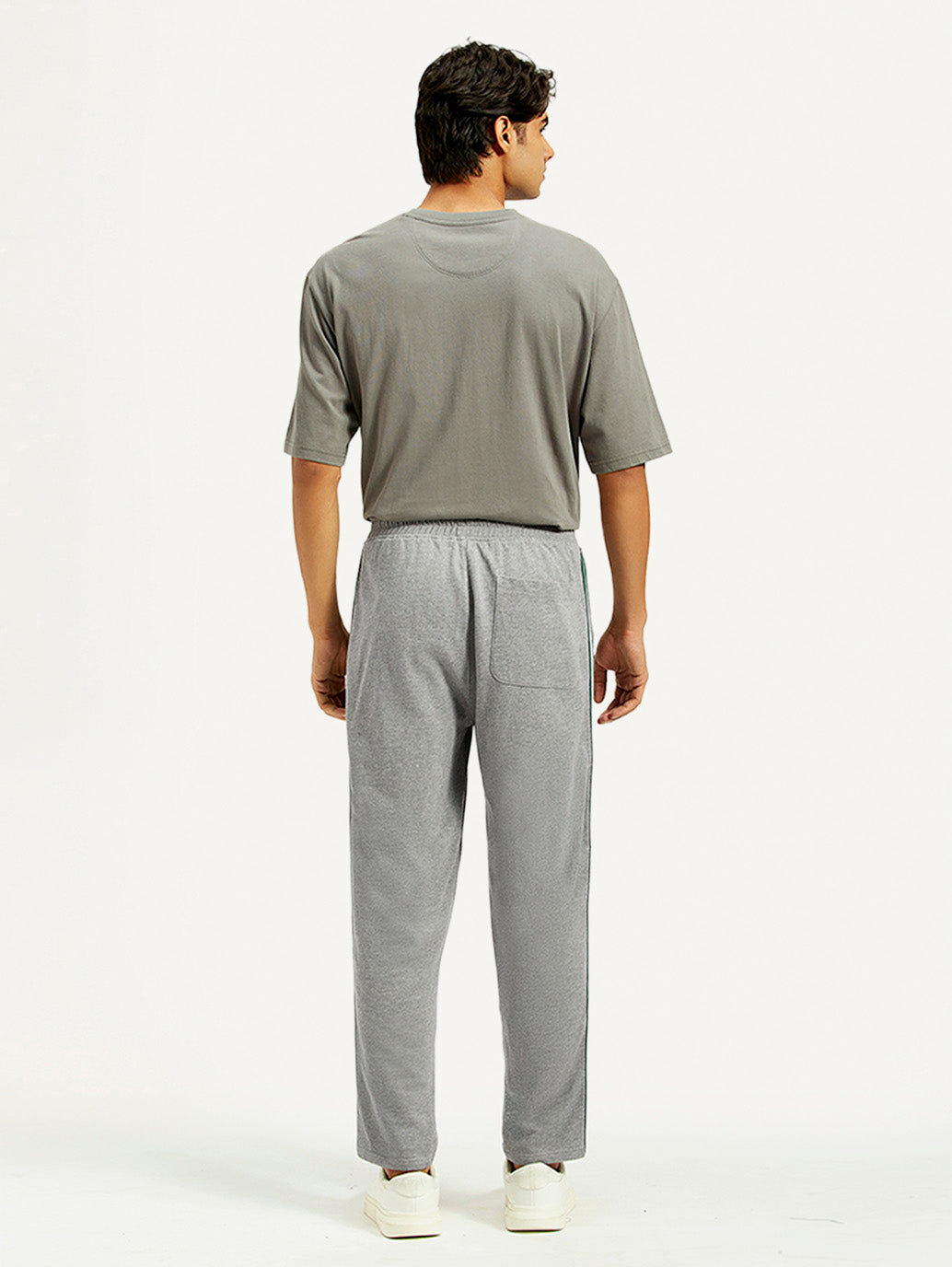 Men's Grey Relaxed Fit Track Pants - Back View