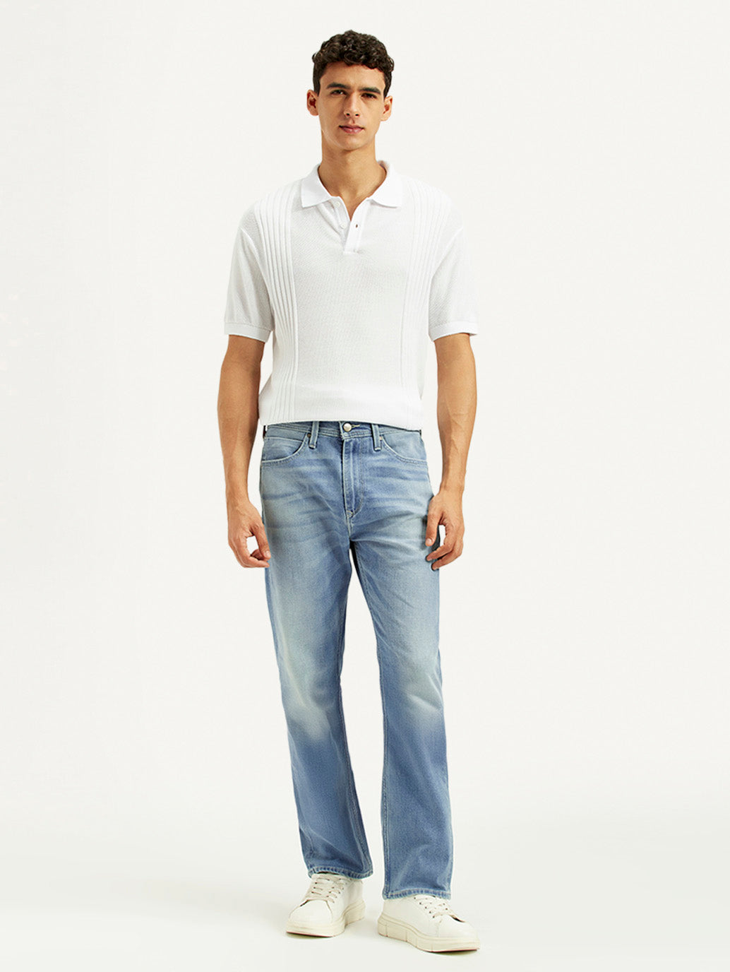 Men's Redloop 505 Light Indigo Straight Fit Mid Rise Jeans - Front View
