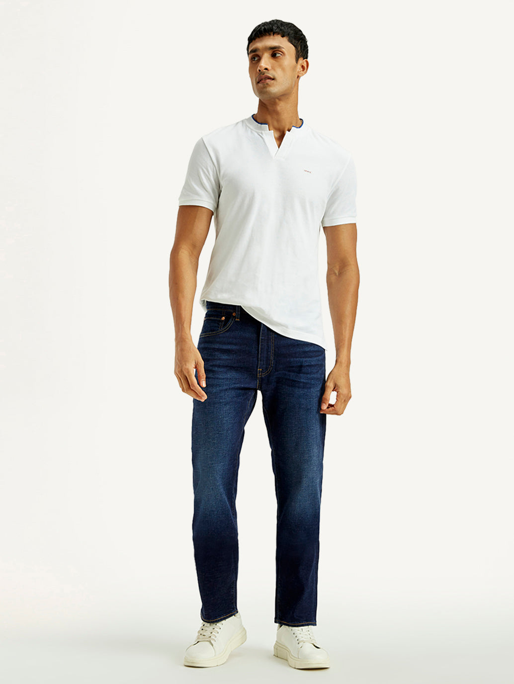 Men's 505 Dark Indigo Straight Fit Mid Rise Jeans - Styleshot View
