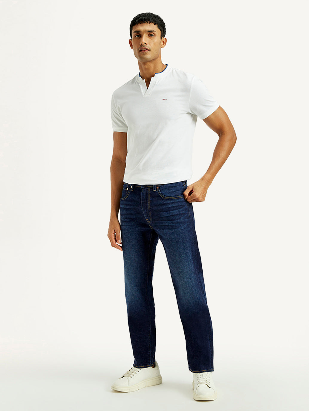 Men's 505 Dark Indigo Straight Fit Mid Rise Jeans - Front View