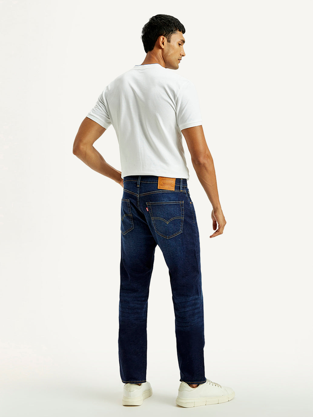 Men's 505 Dark Indigo Straight Fit Mid Rise Jeans - Back View