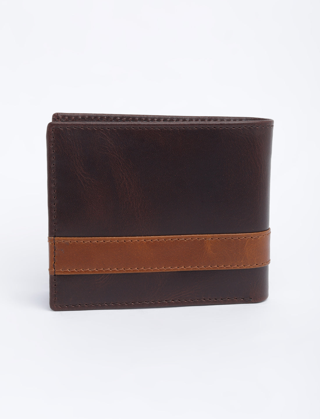 Men's Brown Colorblock Bi-Fold Wallet - 05 View