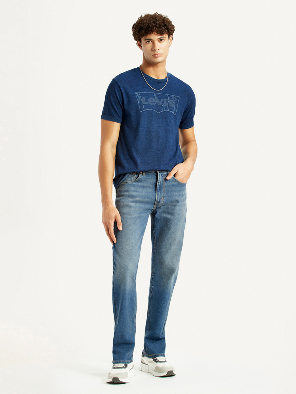 Men's 505 Med Indigo Straight Fit Mid Rise Jeans - Styleshot View