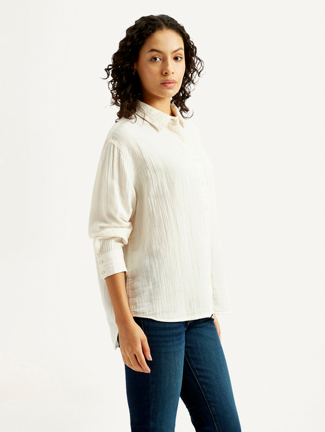 Women's Solid Slim Fit Shirt - Side View