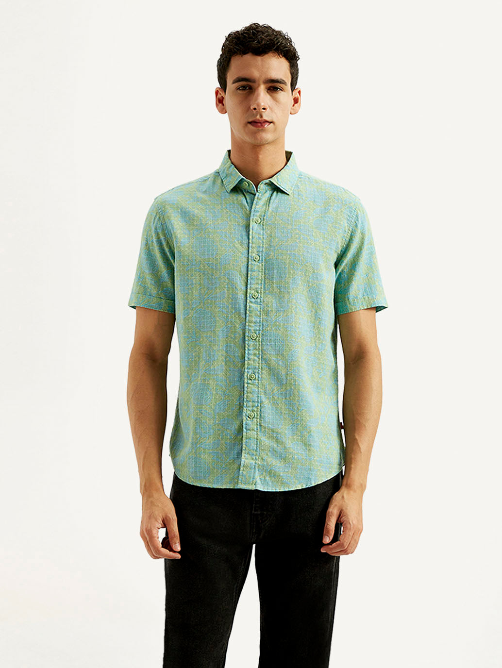 Men's Floral Slim Fit Shirt - Front View