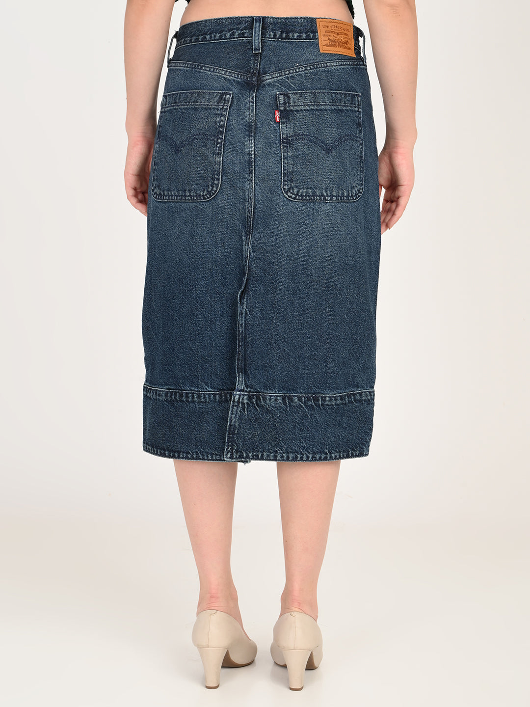 Women's Mid Rise Blue Regular Fit Skirt - back View