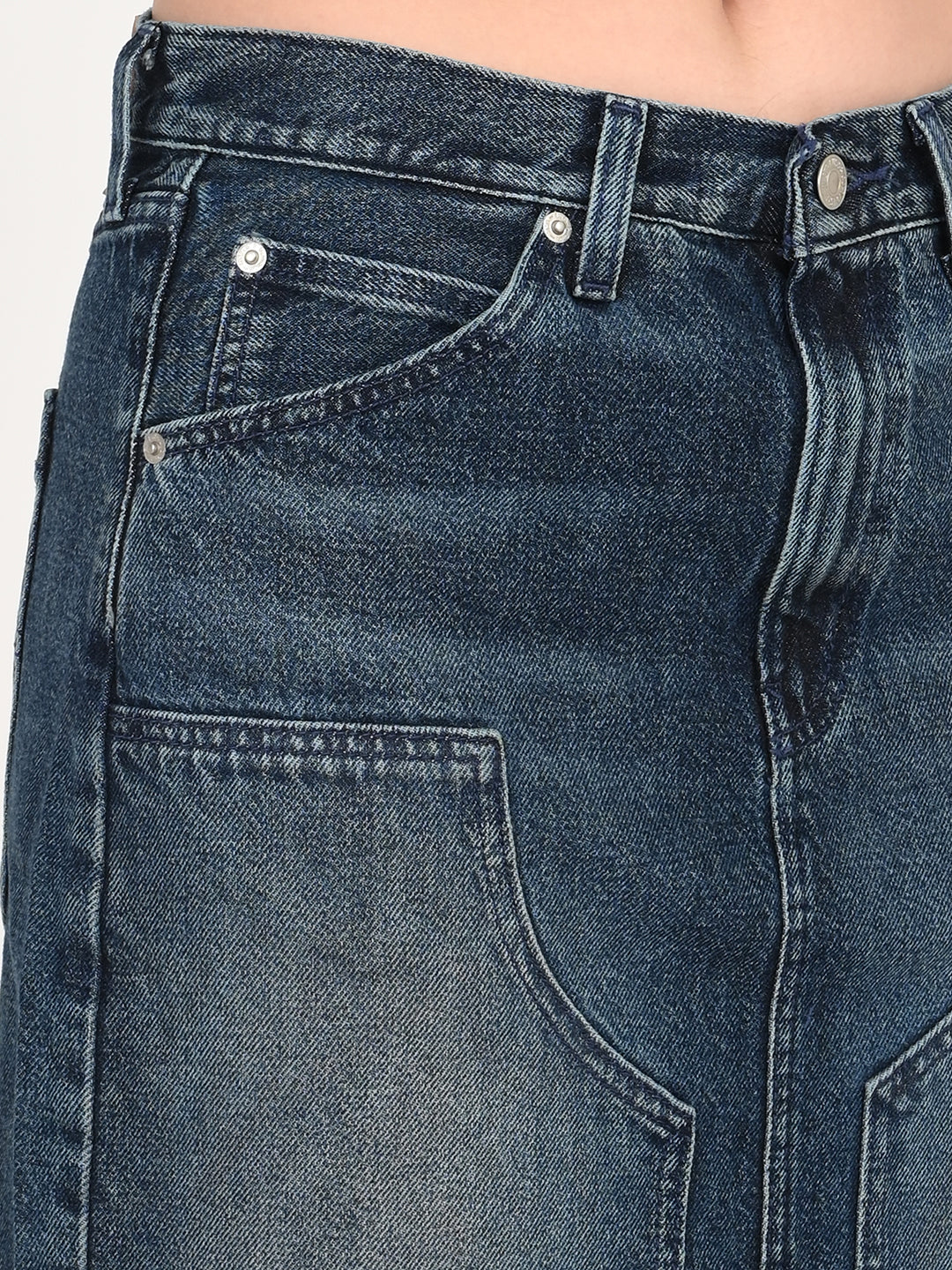 Women's Mid Rise Blue Regular Fit Skirt - detail View