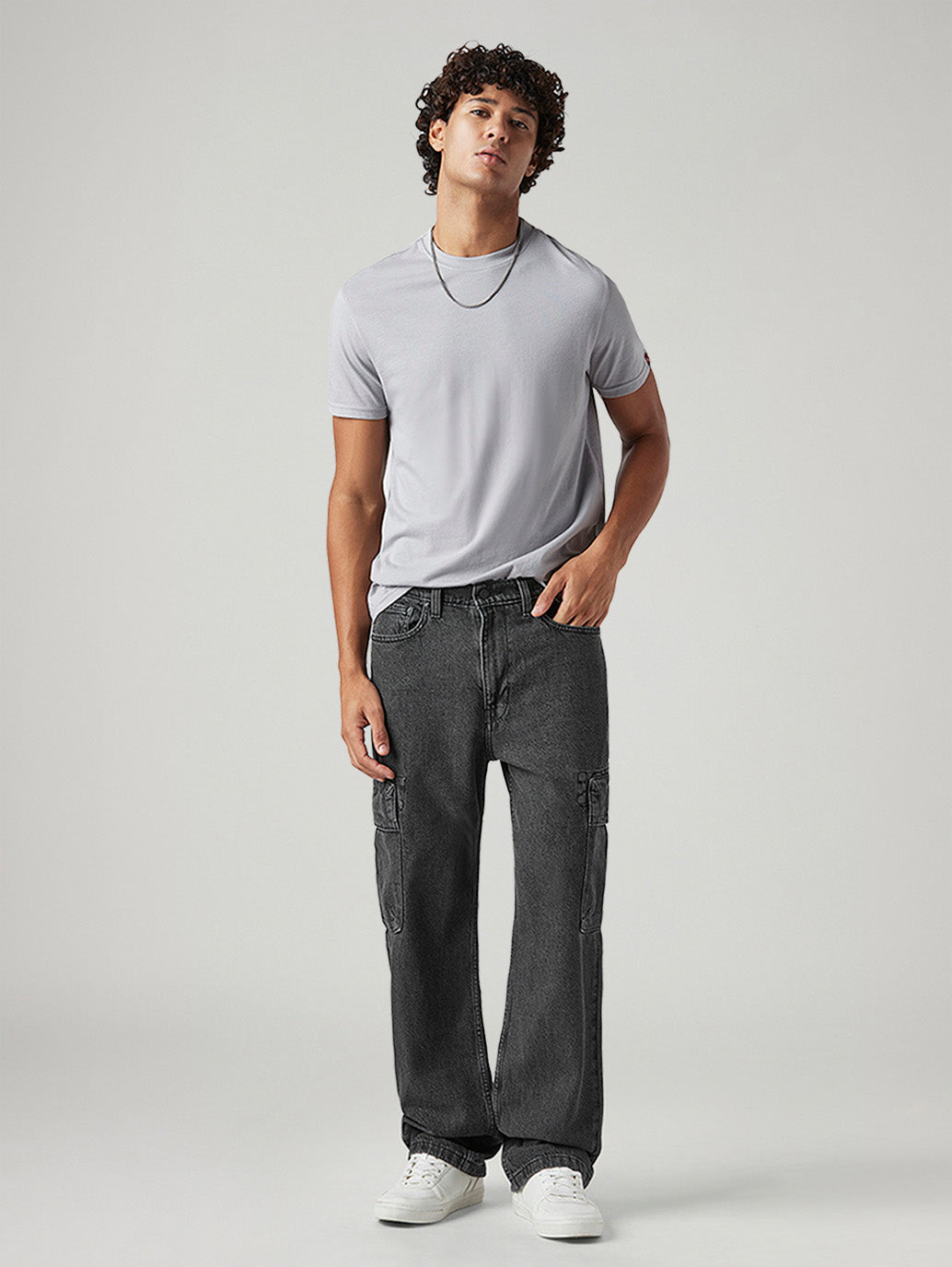 Men's 565 Charcoal Grey Loose Fit Mid Rise Cargos