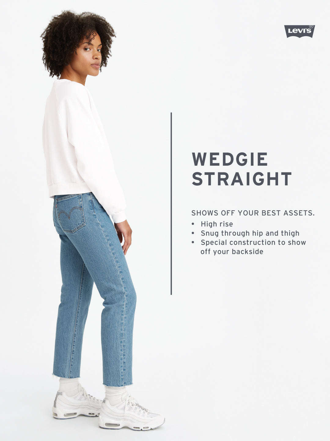 Women's Blue Wedgie Straight Fit Mid Rise Jeans - straight View