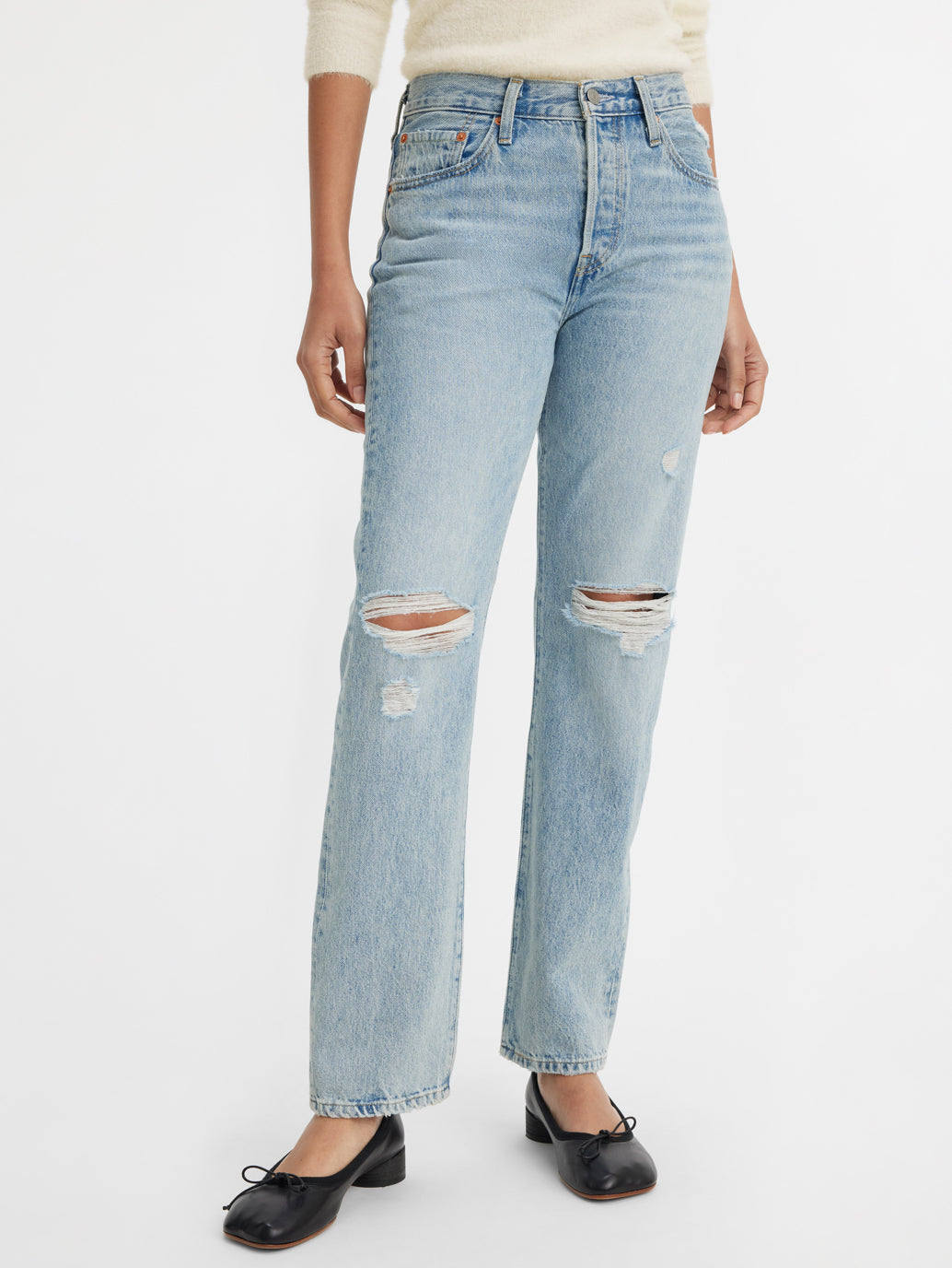 Women's 501 Blue Straight Fit Mid Rise Jeans - 200d7047-a227-42cf-8c1f-23478bfd56f5 View