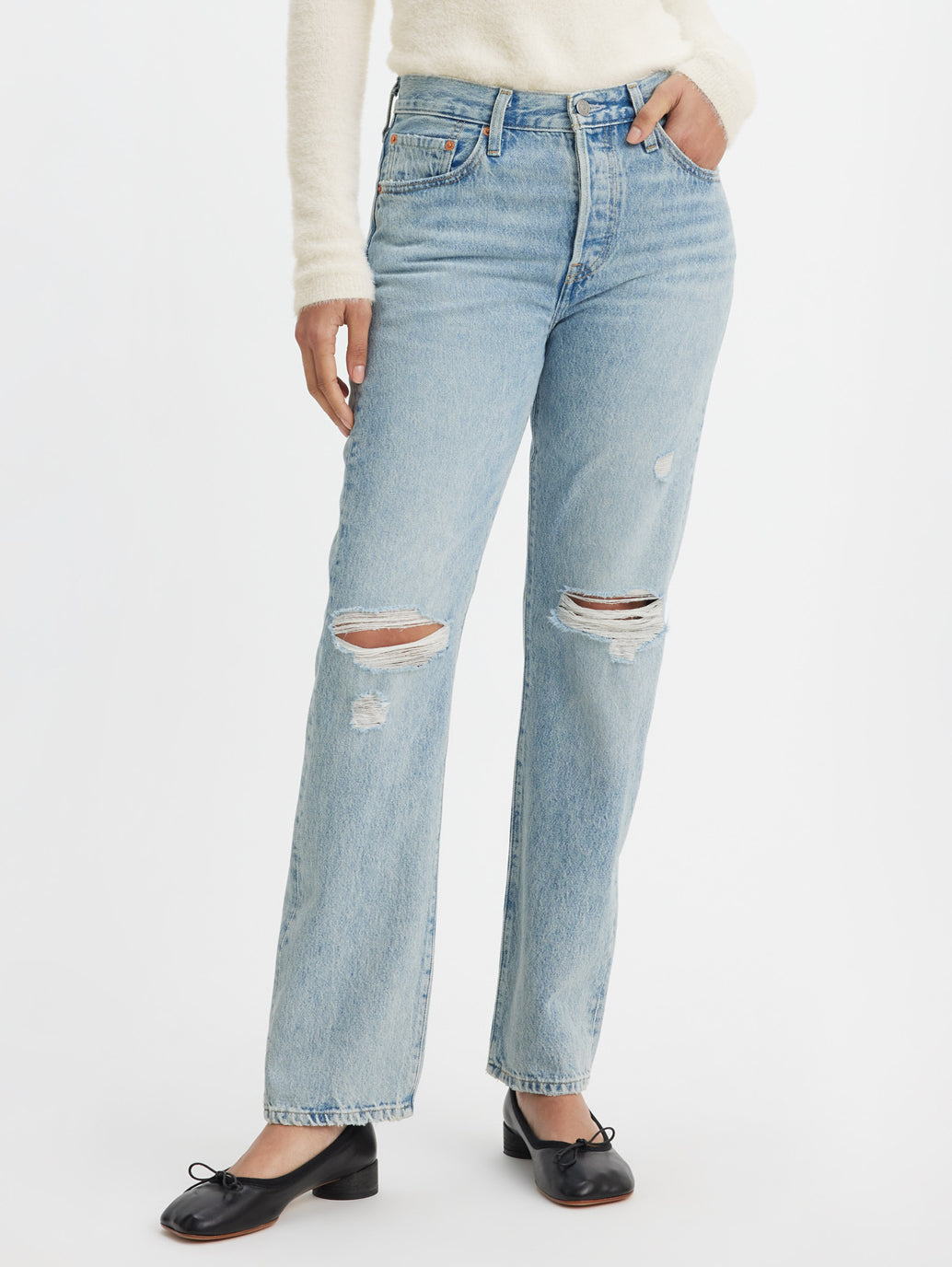 Women's 501 Blue Straight Fit Mid Rise Jeans - 550bbb4b-4ef2-42be-b516-ca5c71784f5d View