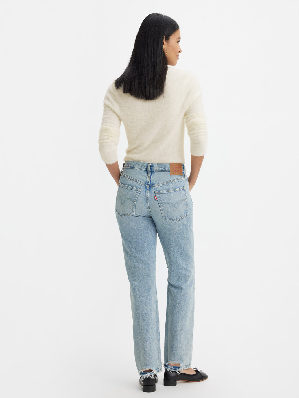 Women's 501 Blue Straight Fit Mid Rise Jeans - a3b8190f-5601-49fb-a450-4719dda24e4d View