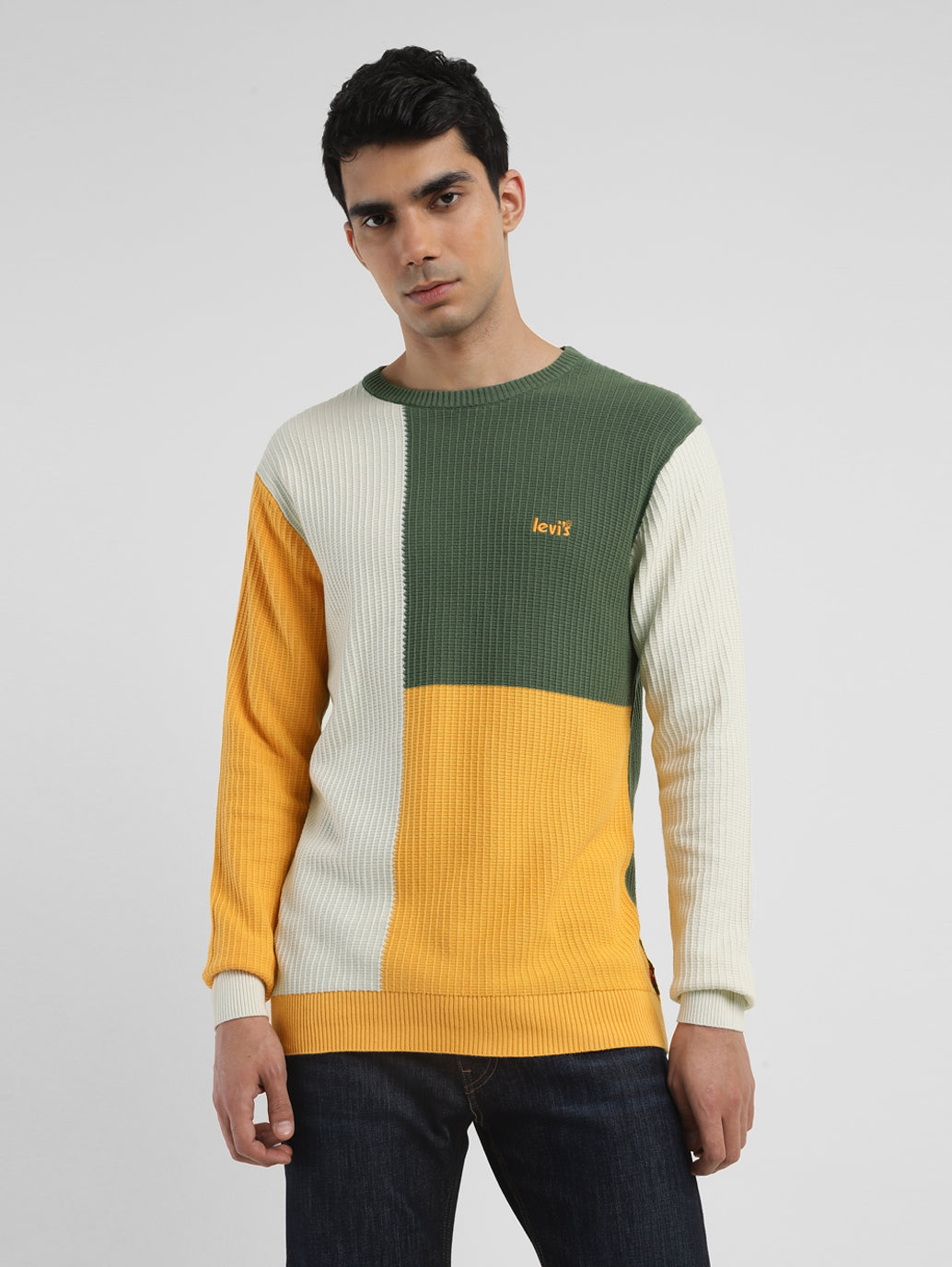 Men's Colorblock Crew Neck Sweater - b4f62d0e-e875-4eab-82f1-f464bcb09b10 View