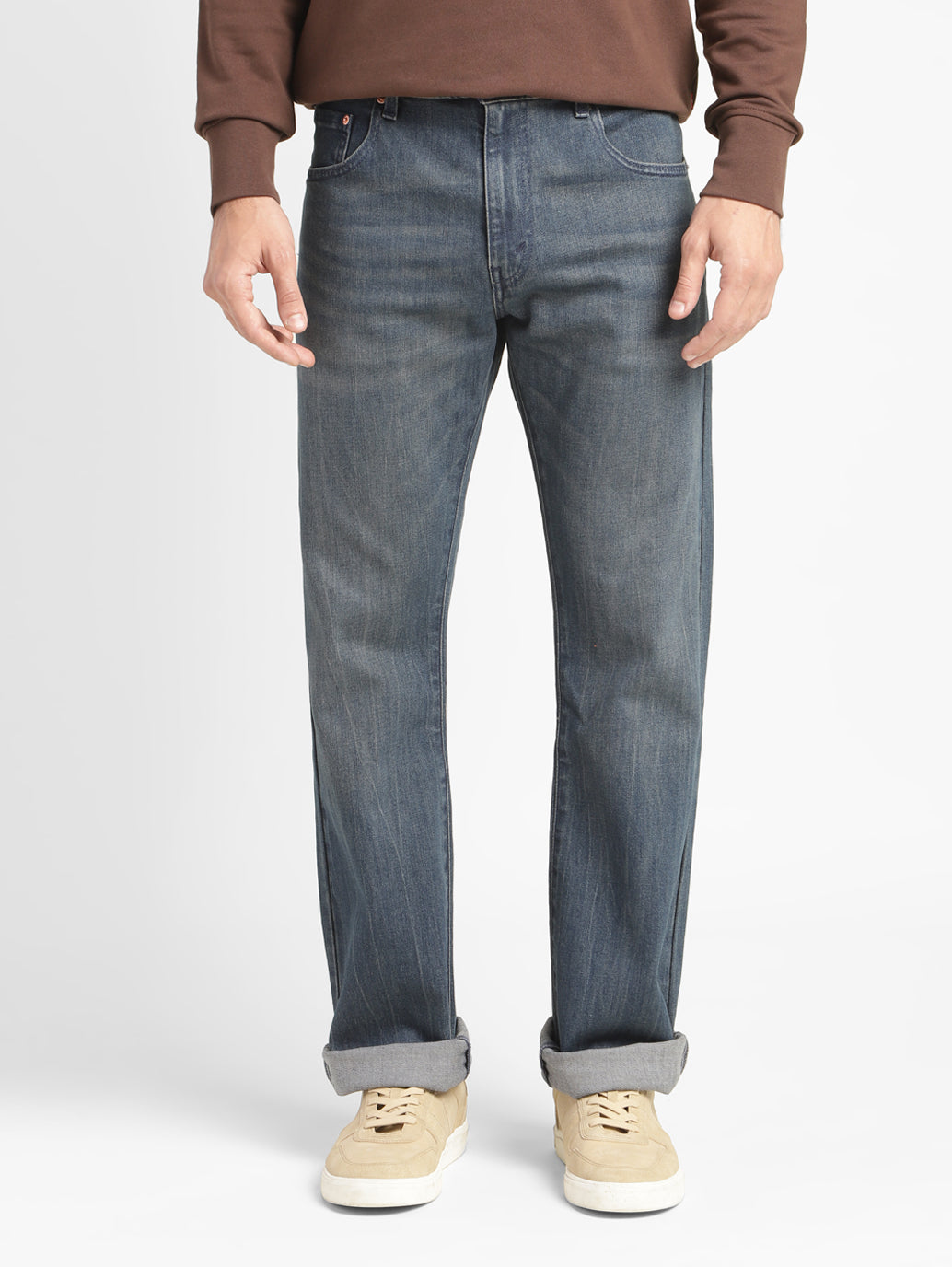 Men's 517 Blue Bootcut Fit Mid Rise Jeans - 4b980dd4-7adb-4f1b-b37c-b379fe71623d View