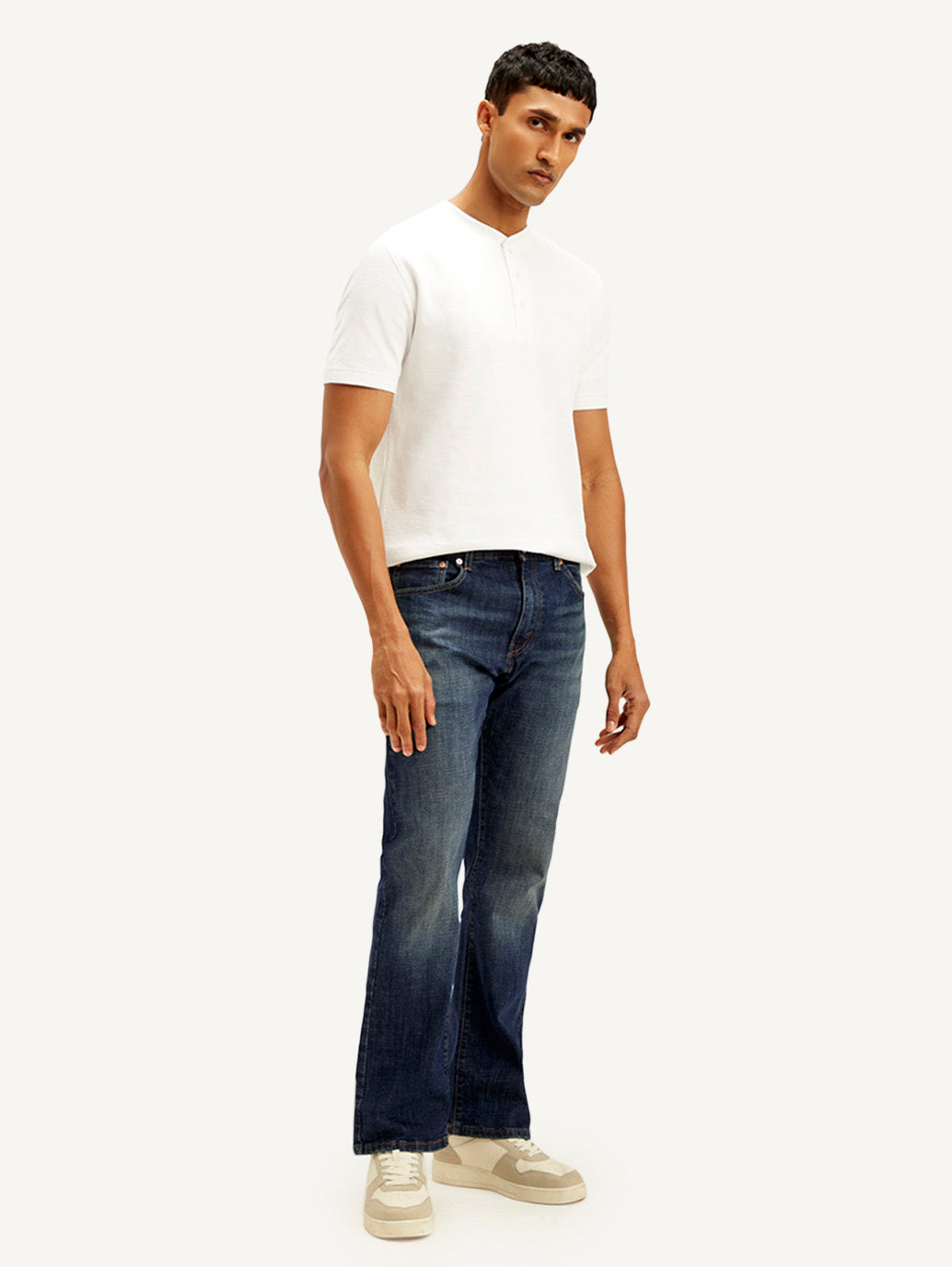 Men's 517 Dark Blue Bootcut Fit Mid Rise Jeans - Side View