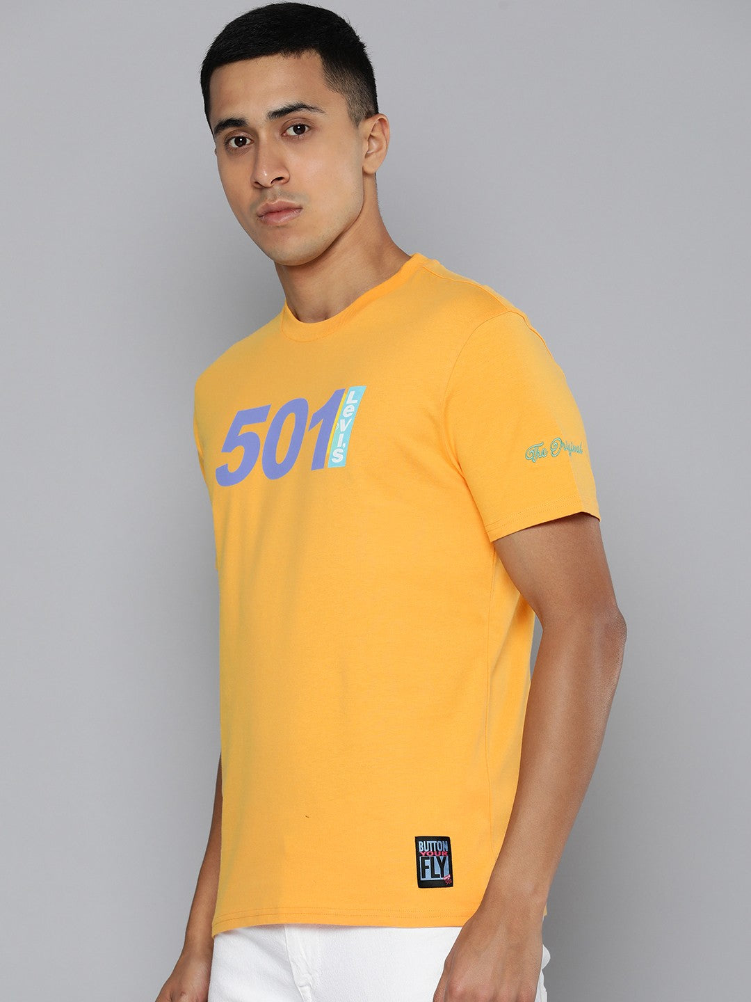 Men's Graphic Print Round Neck T-shirt - Side View