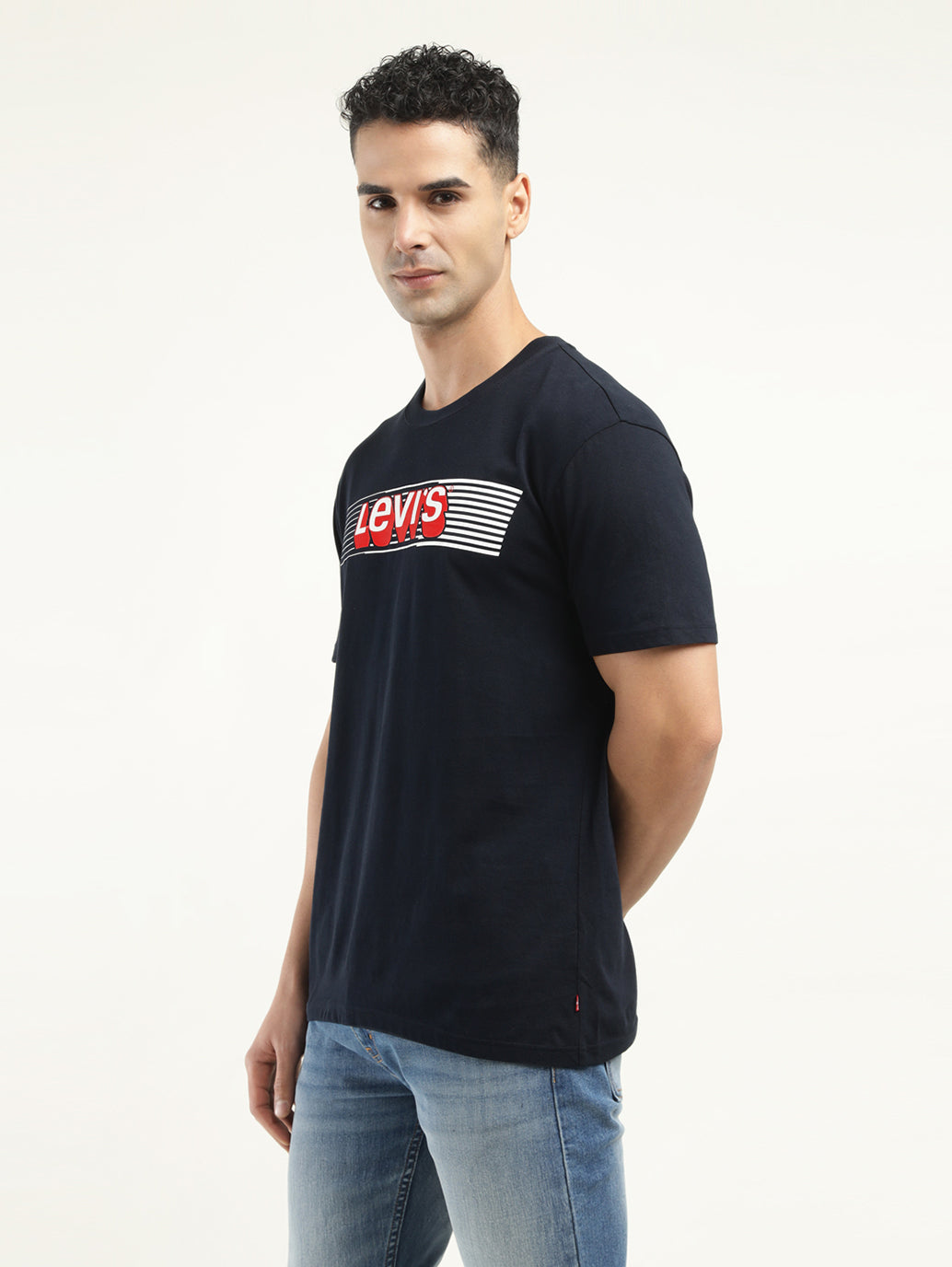 Men's Brand Logo Crew Neck T-Shirt - Side View