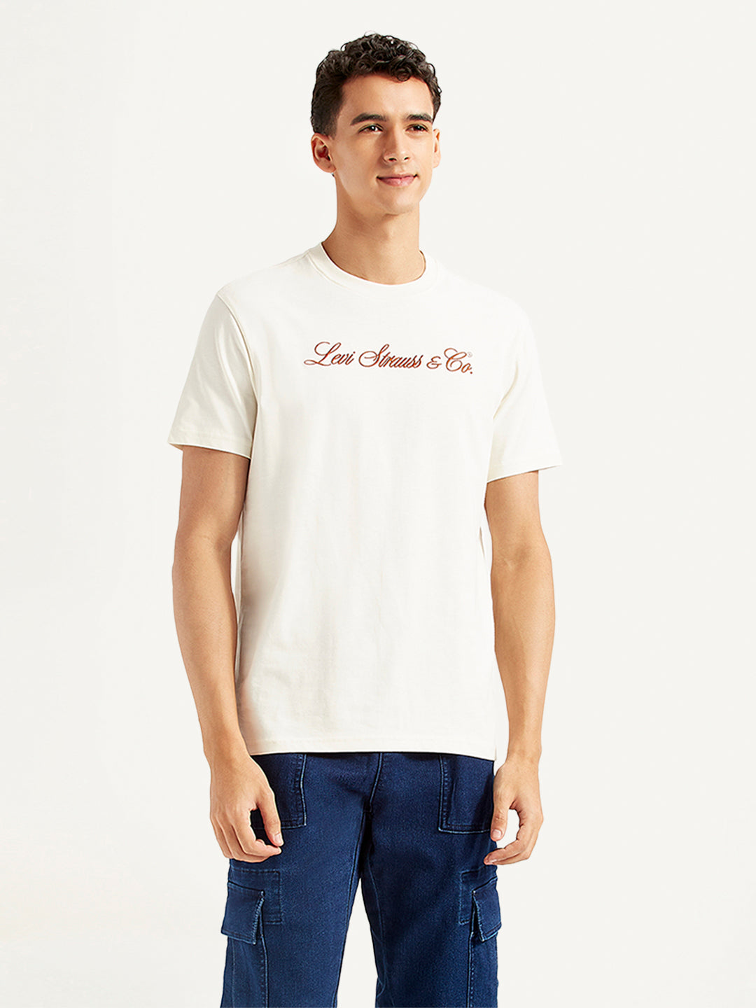 Men's Typographic Print Slim Fit T-shirt - Front View