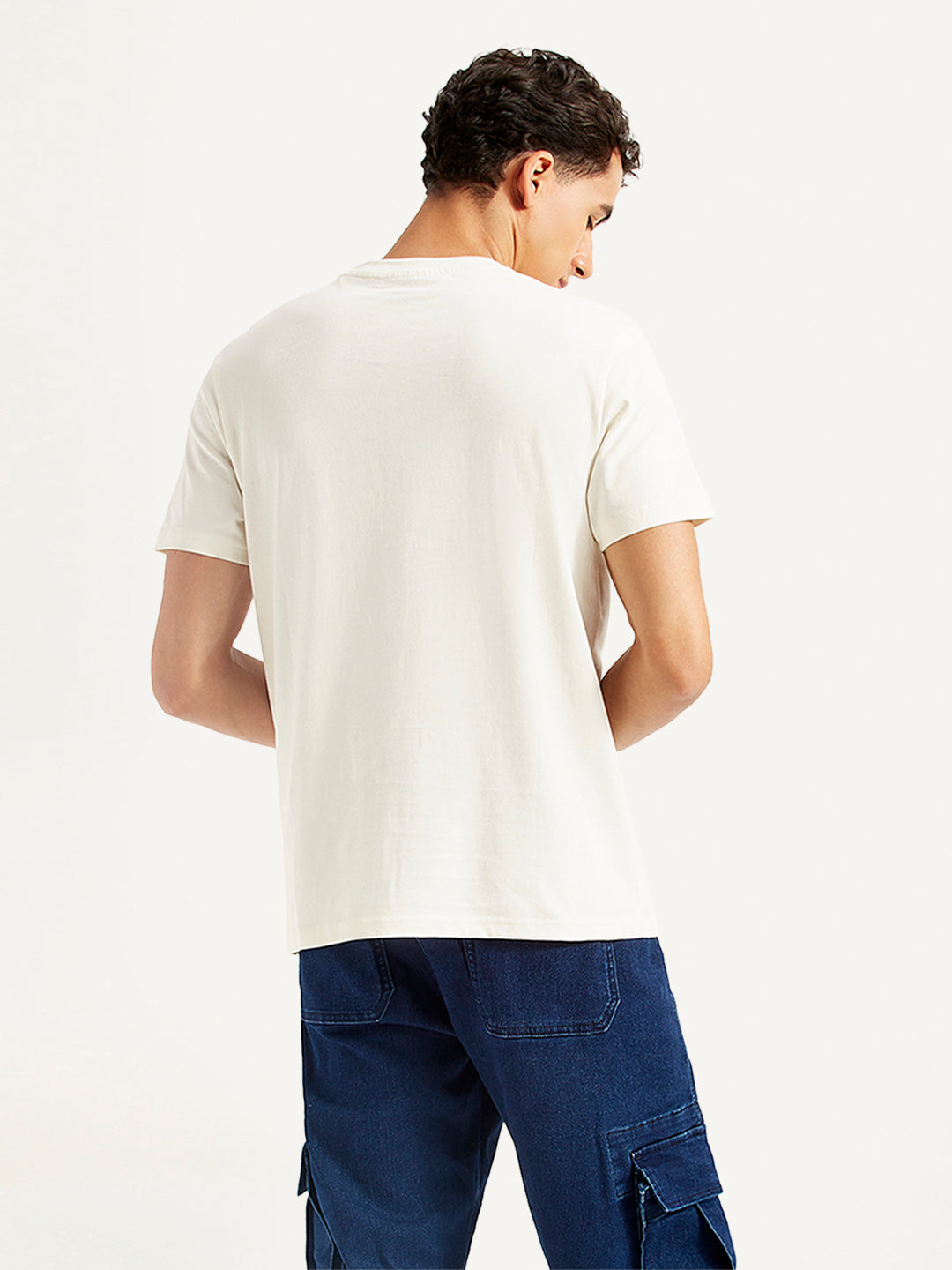 Men's Typographic Print Slim Fit T-shirt - Back View