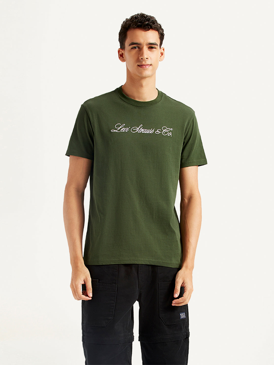 Men's Typographic Print Slim Fit T-shirt - Front View