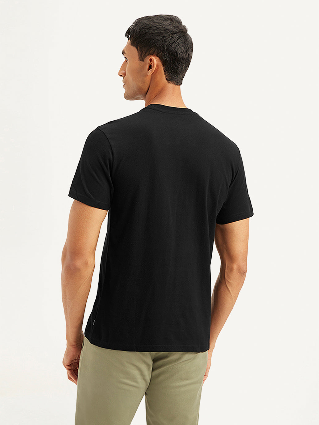 Men's Solid Slim Fit T-shirt - Back View