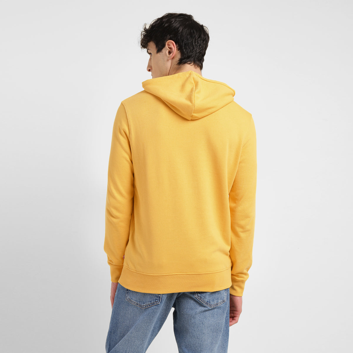 Men's Brand Logo Yellow Hooded Sweatshirt - Back View