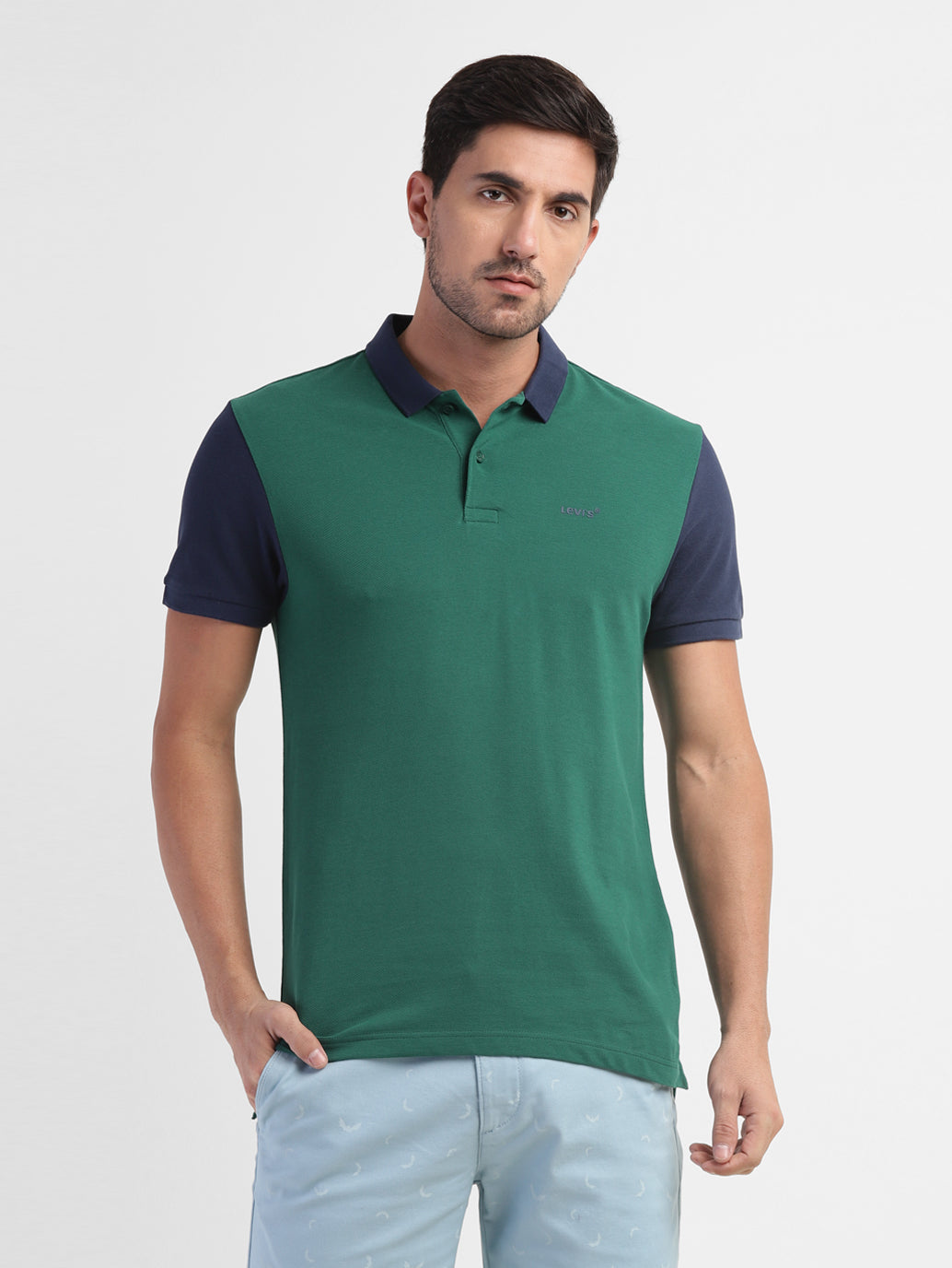 Men's Colorblock Polo T-shirt Green - f32baa3b-63c4-4fdd-9eb9-3f3c3318f7ef View