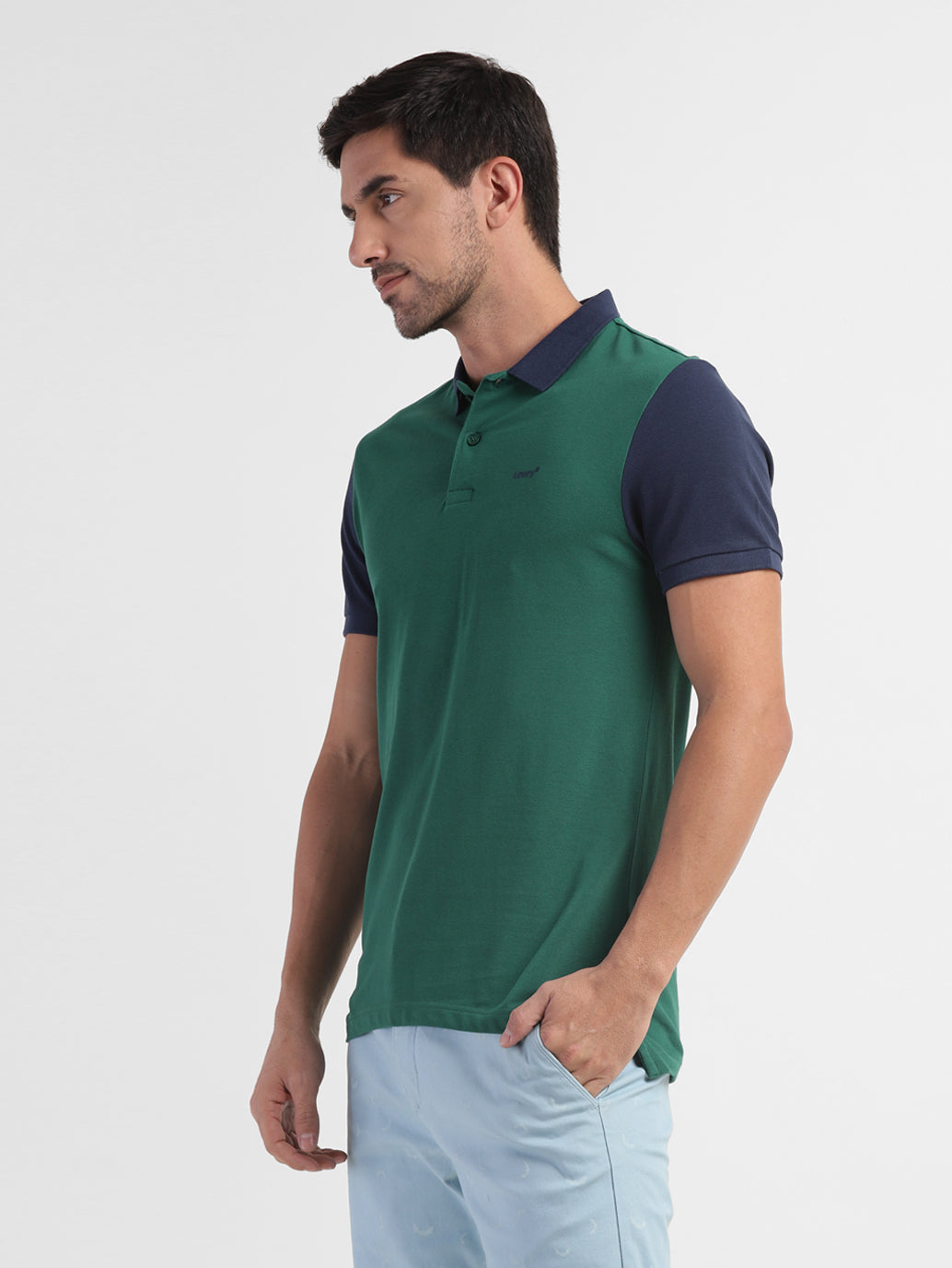 Men's Colorblock Polo T-shirt Green - f63bcc6a-23c4-4a62-9dfa-40ed273670de View