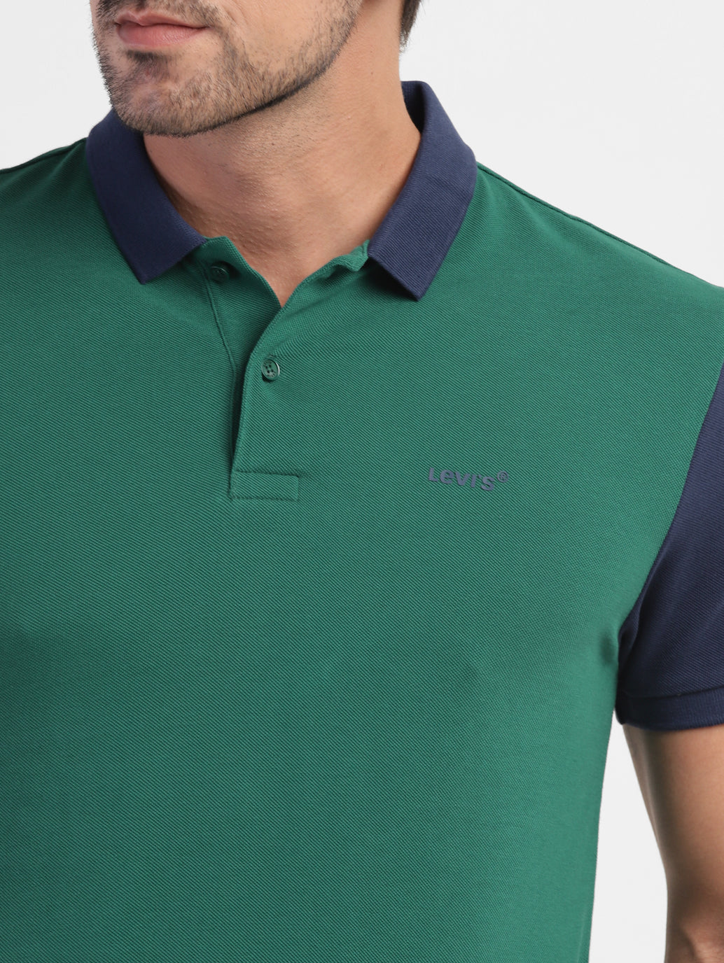 Men's Colorblock Polo T-shirt Green - 0f1b649e-a83a-46fd-b9f7-ced6cb802530 View