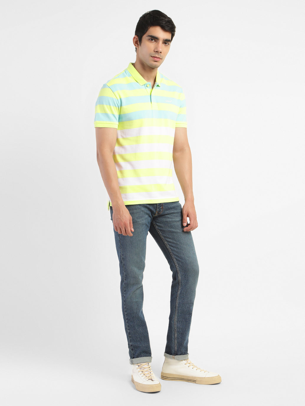 Men's Colorblock Polo T-shirt Yellow - 1acb284b-51c3-4504-a509-38972633fa42 View