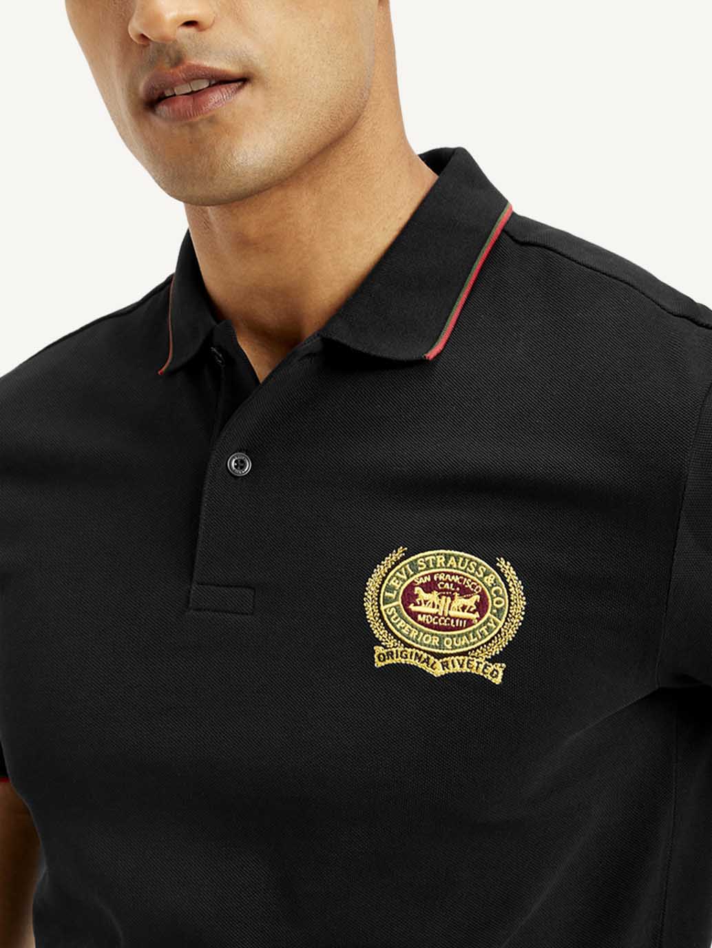 Men's Solid Slim Fit Polo T-shirt - Detail View