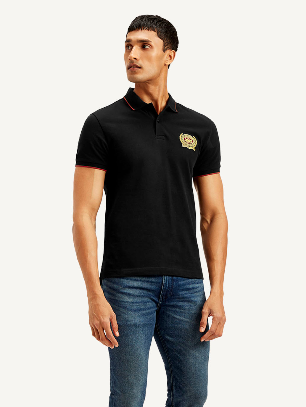 Men's Solid Slim Fit Polo T-shirt - Side View