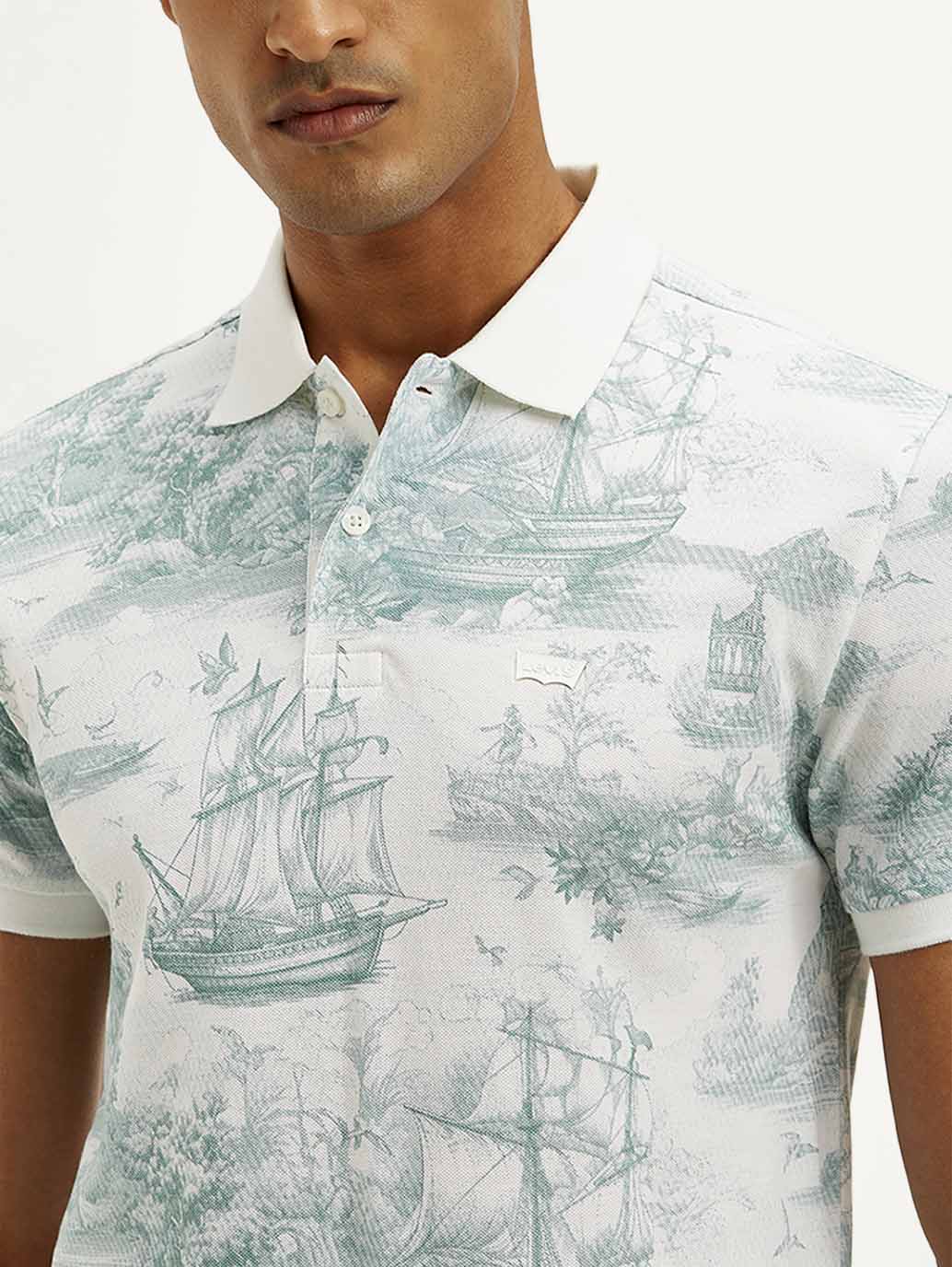 Men's Conversational Slim Fit Polo T-shirt - Detail View