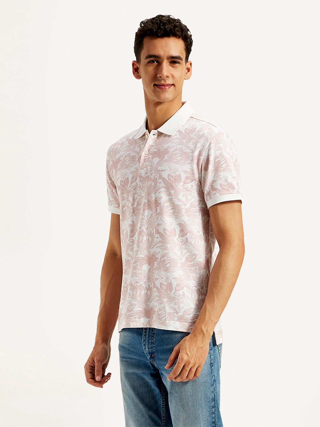 Men's Floral Print Slim Fit Polo T-Shirt - 20 View