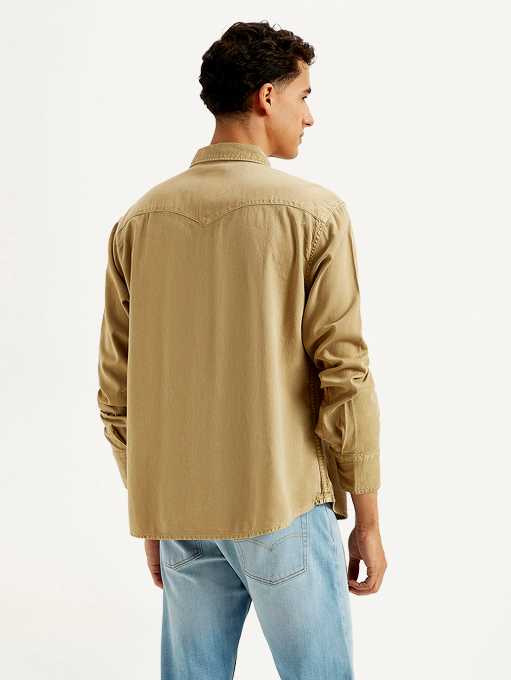 Men's Solid Dyed Slim Fit Shirt - Back View