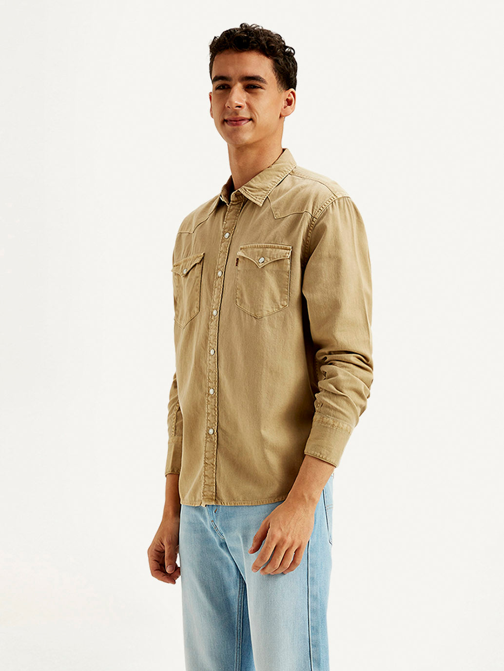 Men's Solid Dyed Slim Fit Shirt - Side View
